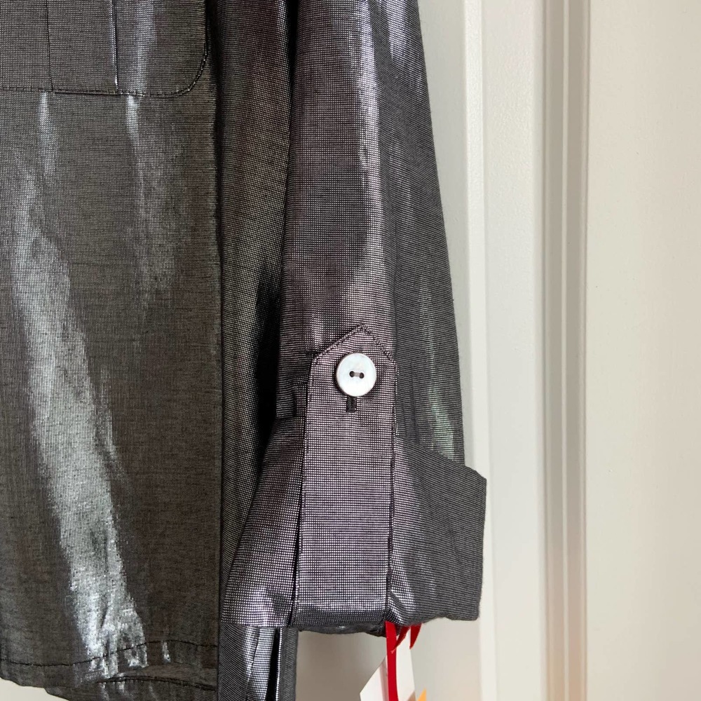 Ruby Rd Petite 6p Metallic Shimmer Button Up - image 4